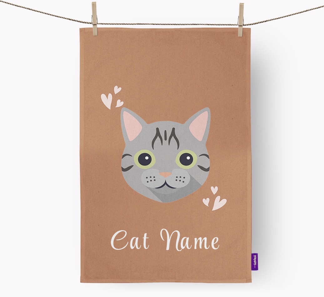 'Hearts' - Personalised {breedCommonName} Tea Towel