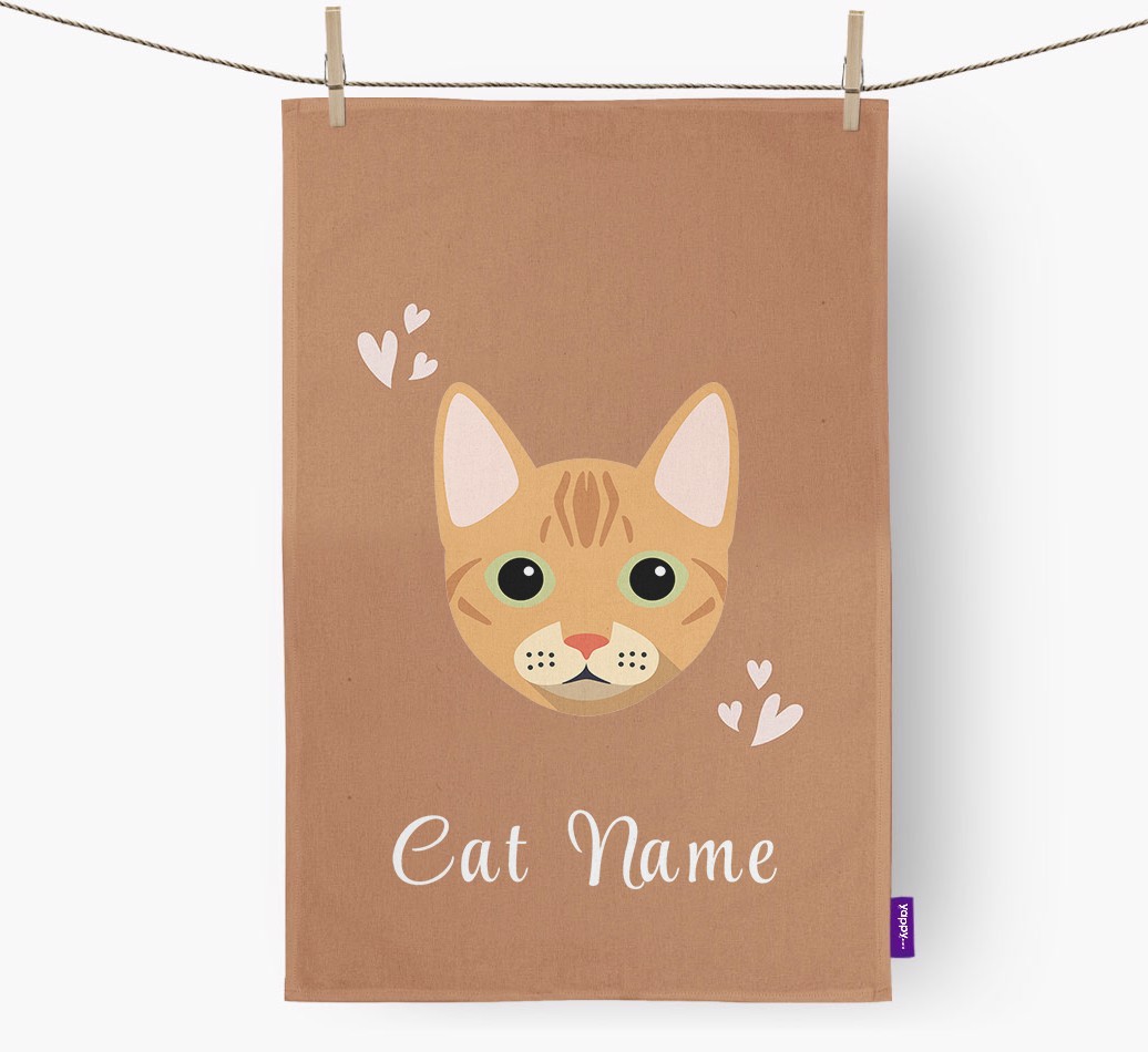 'Hearts' - Personalised {breedCommonName} Tea Towel