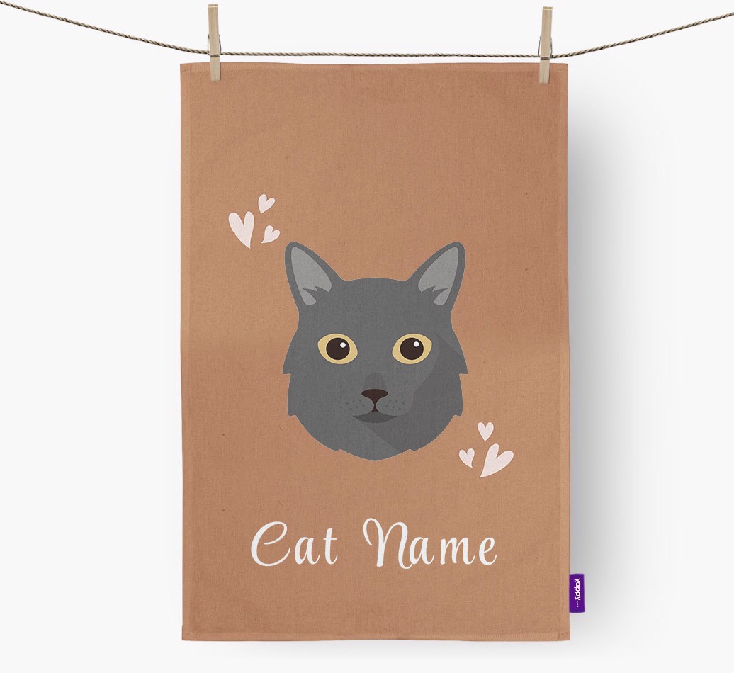 'Hearts' - Personalised {breedCommonName} Tea Towel