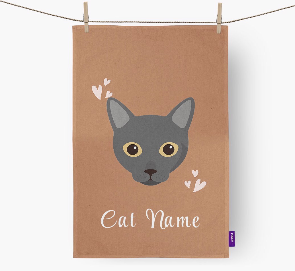 'Hearts' - Personalised {breedCommonName} Tea Towel