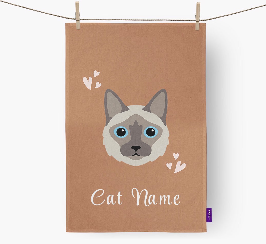 'Hearts' - Personalised {breedCommonName} Tea Towel