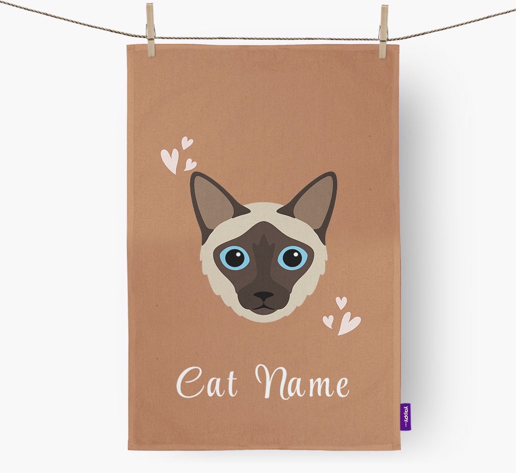 'Hearts' - Personalised {breedCommonName} Tea Towel
