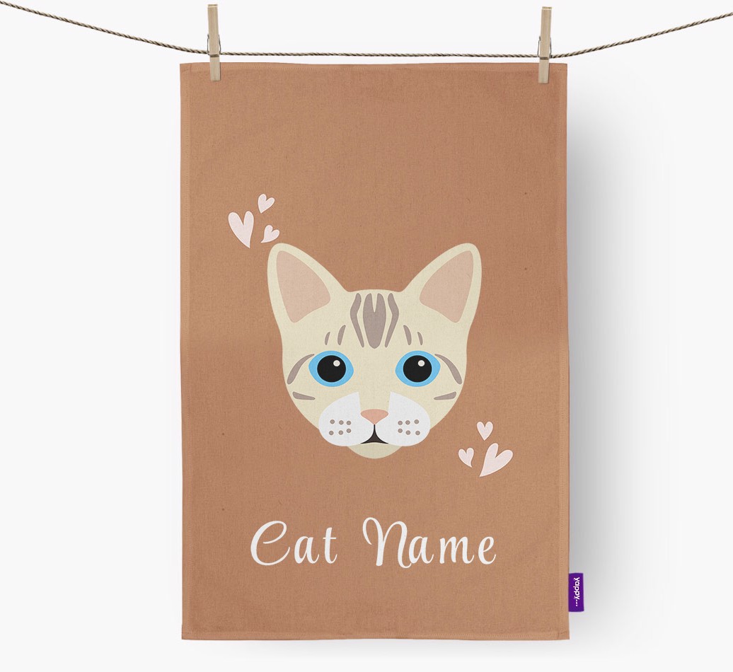 'Hearts' - Personalised {breedCommonName} Tea Towel
