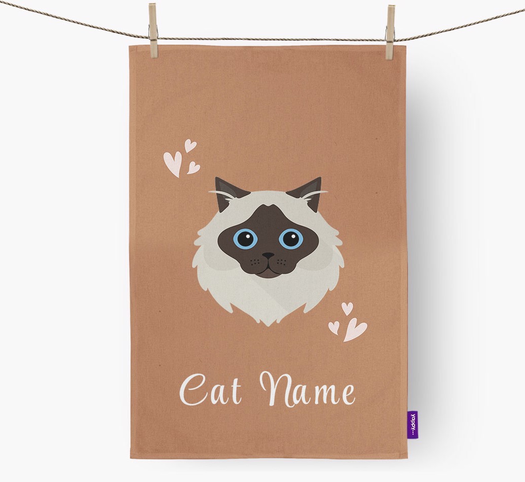 'Hearts' - Personalised {breedCommonName} Tea Towel