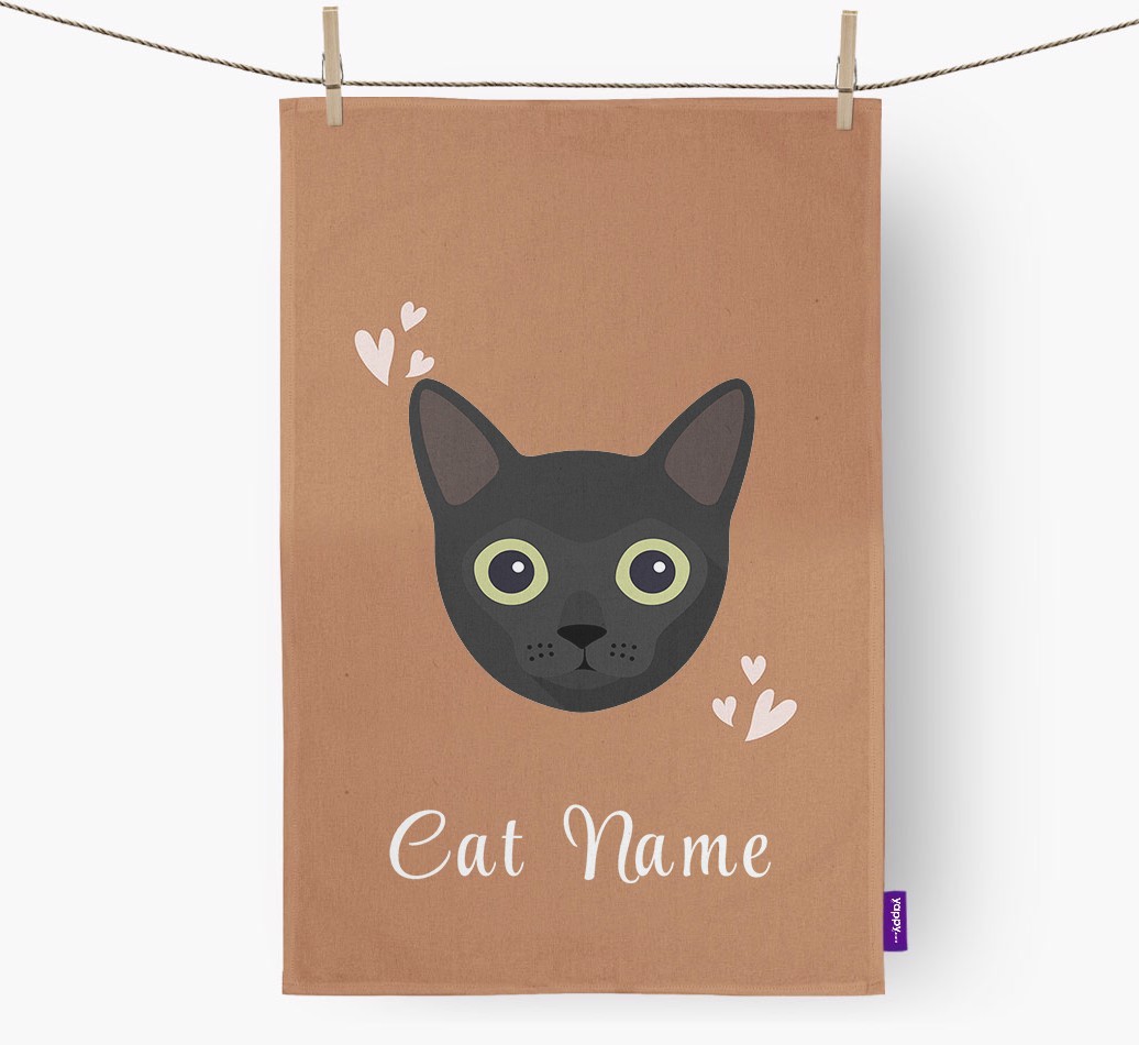 'Hearts' - Personalised {breedCommonName} Tea Towel