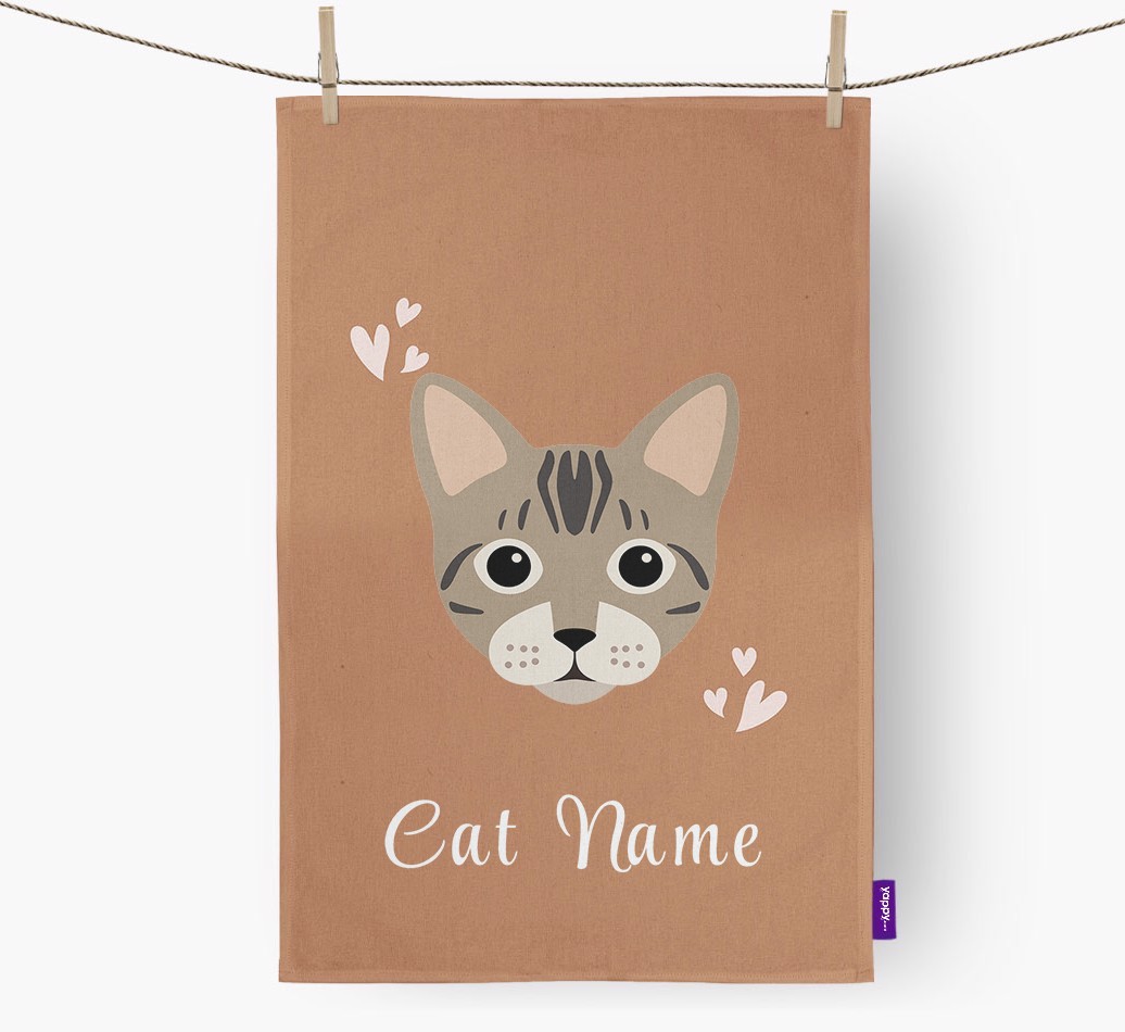 'Hearts' - Personalised {breedCommonName} Tea Towel