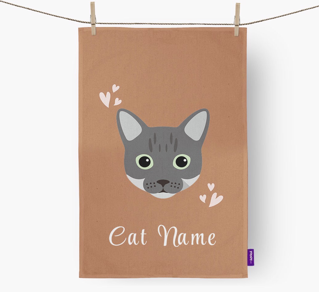 'Hearts' - Personalised {breedCommonName} Tea Towel