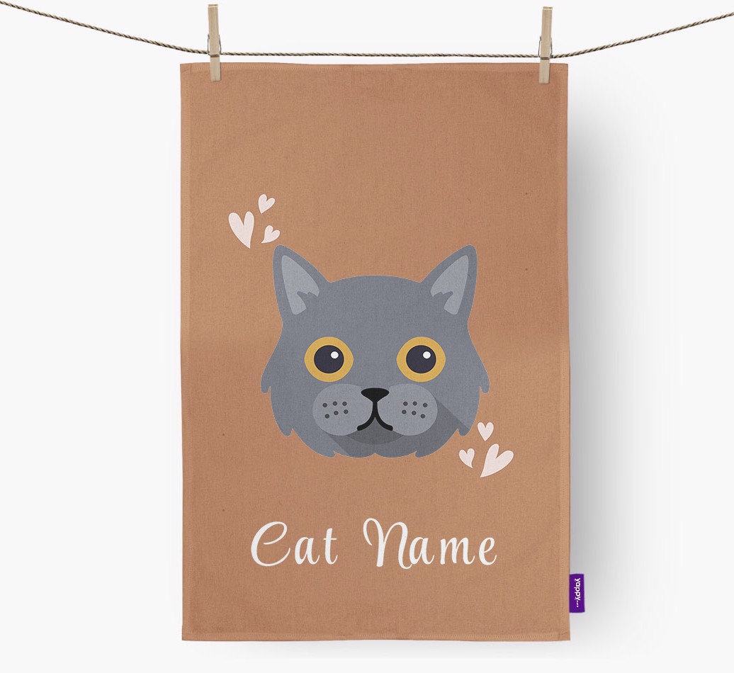 'Hearts' - Personalised {breedCommonName} Tea Towel