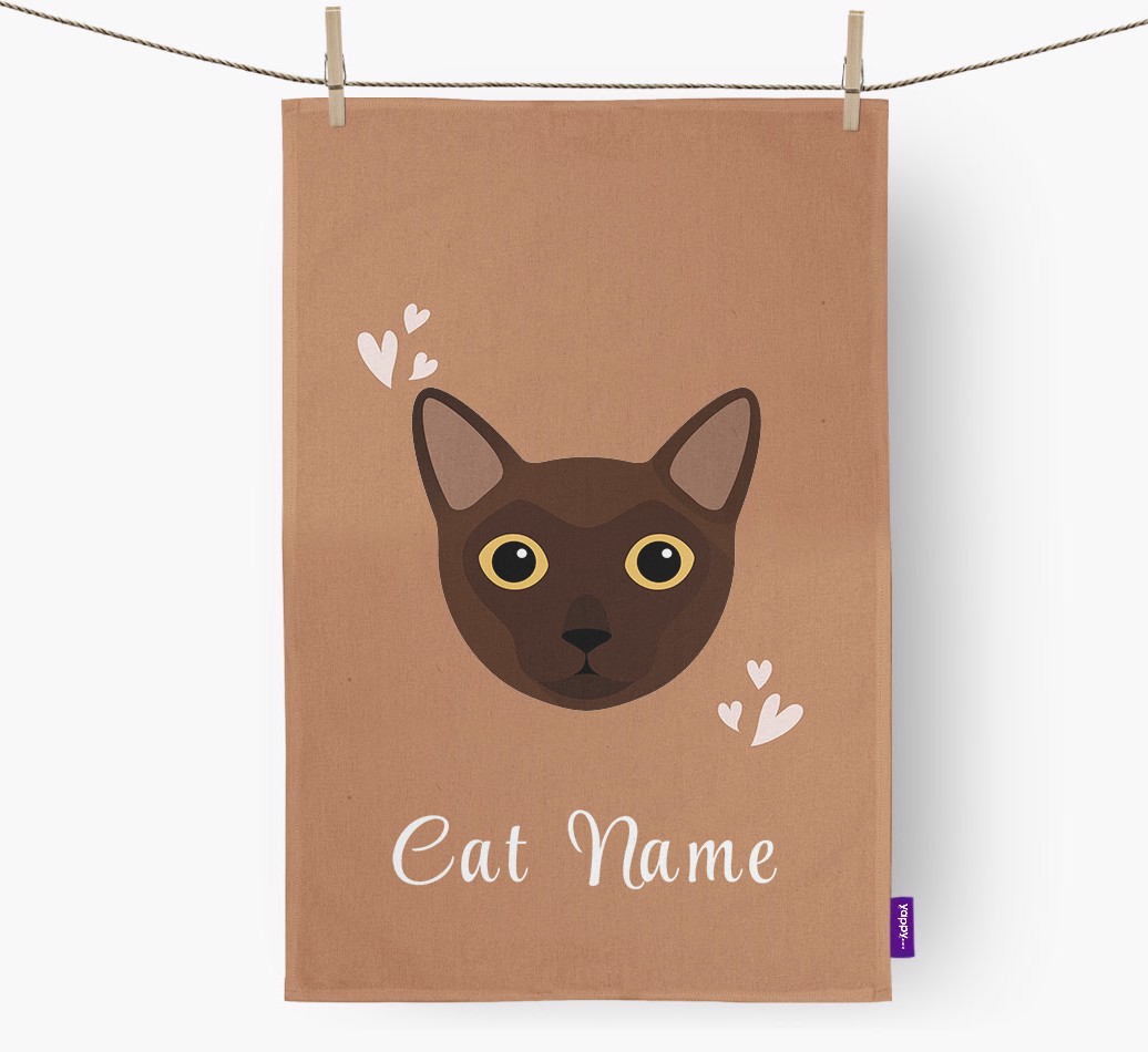 'Hearts' - Personalised {breedCommonName} Tea Towel