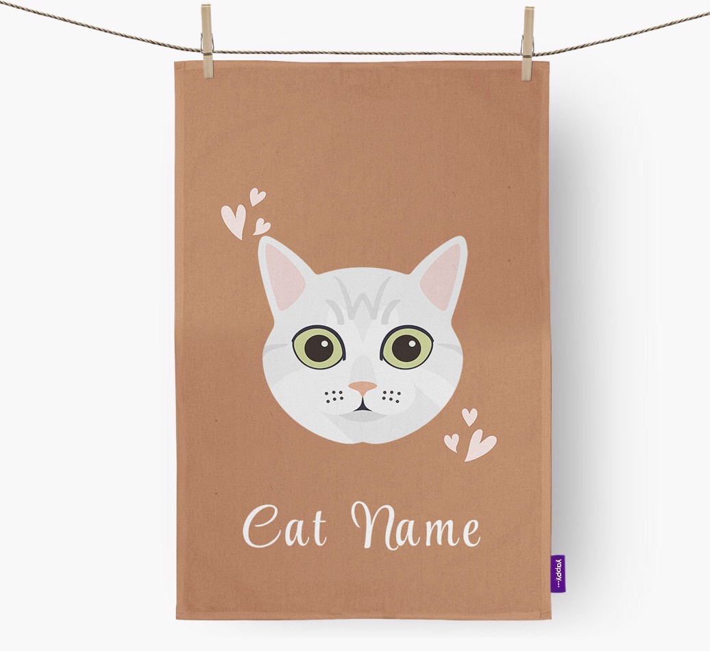 'Hearts' - Personalised {breedCommonName} Tea Towel