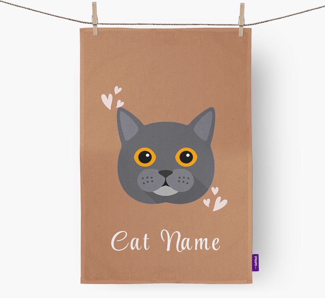 'Hearts' - Personalised {breedCommonName} Tea Towel