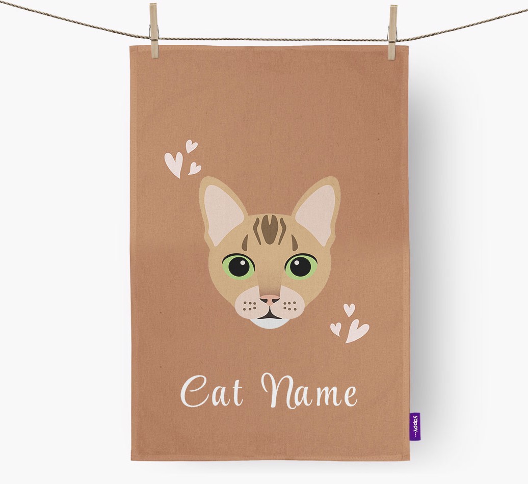 'Hearts' - Personalised {breedCommonName} Tea Towel