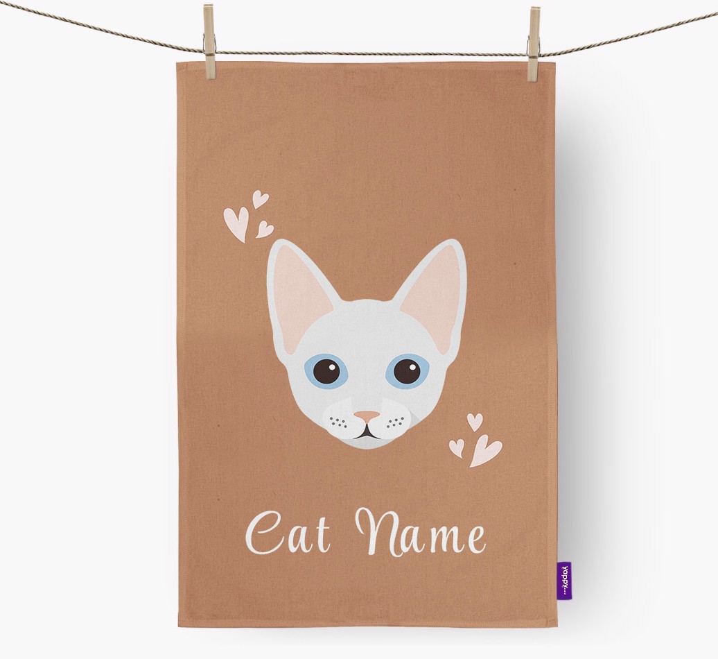 'Hearts' - Personalised {breedCommonName} Tea Towel