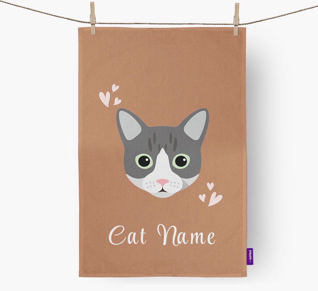 'Hearts' - Personalised {breedCommonName} Tea Towel