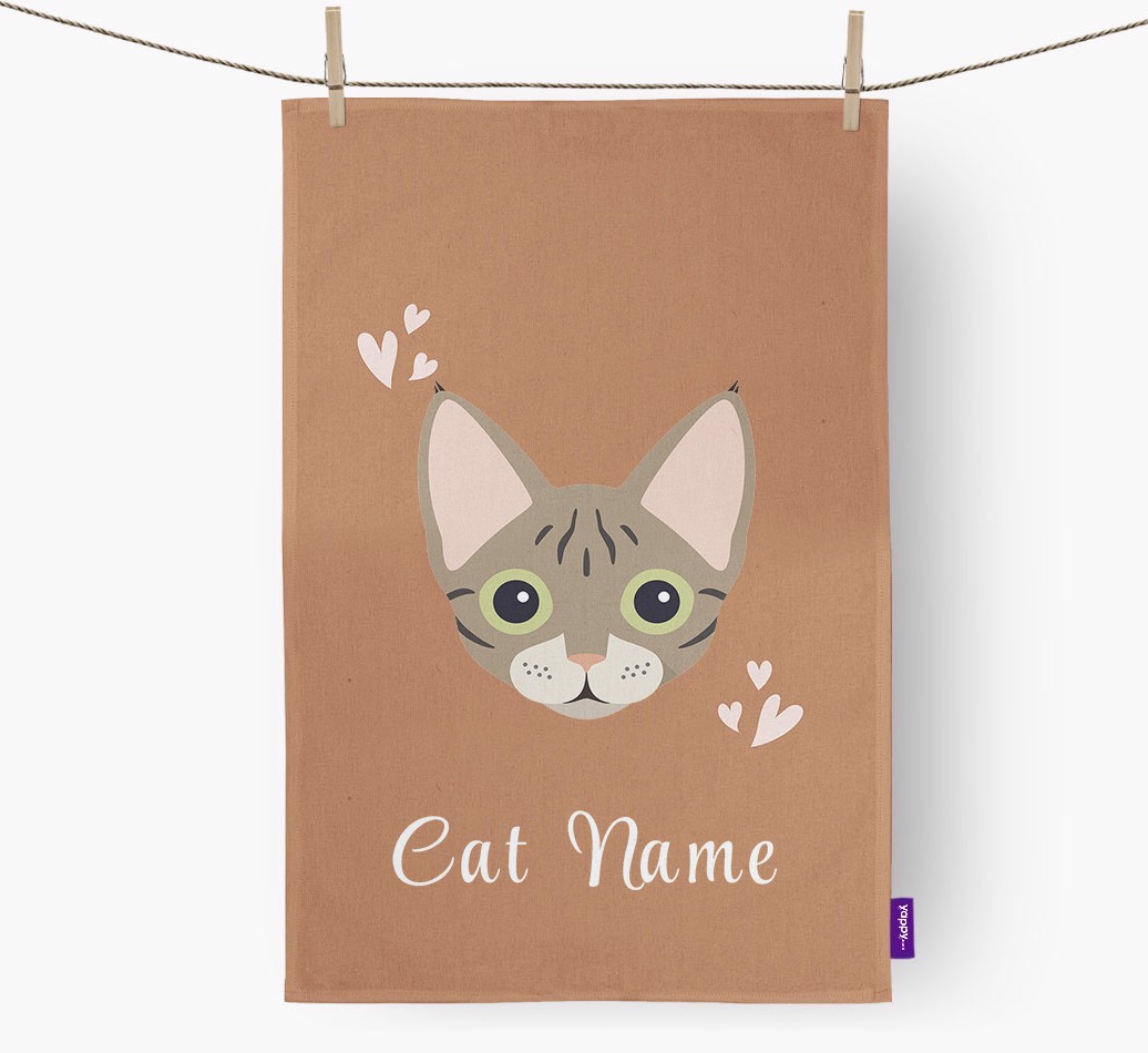 'Hearts' - Personalised {breedCommonName} Tea Towel