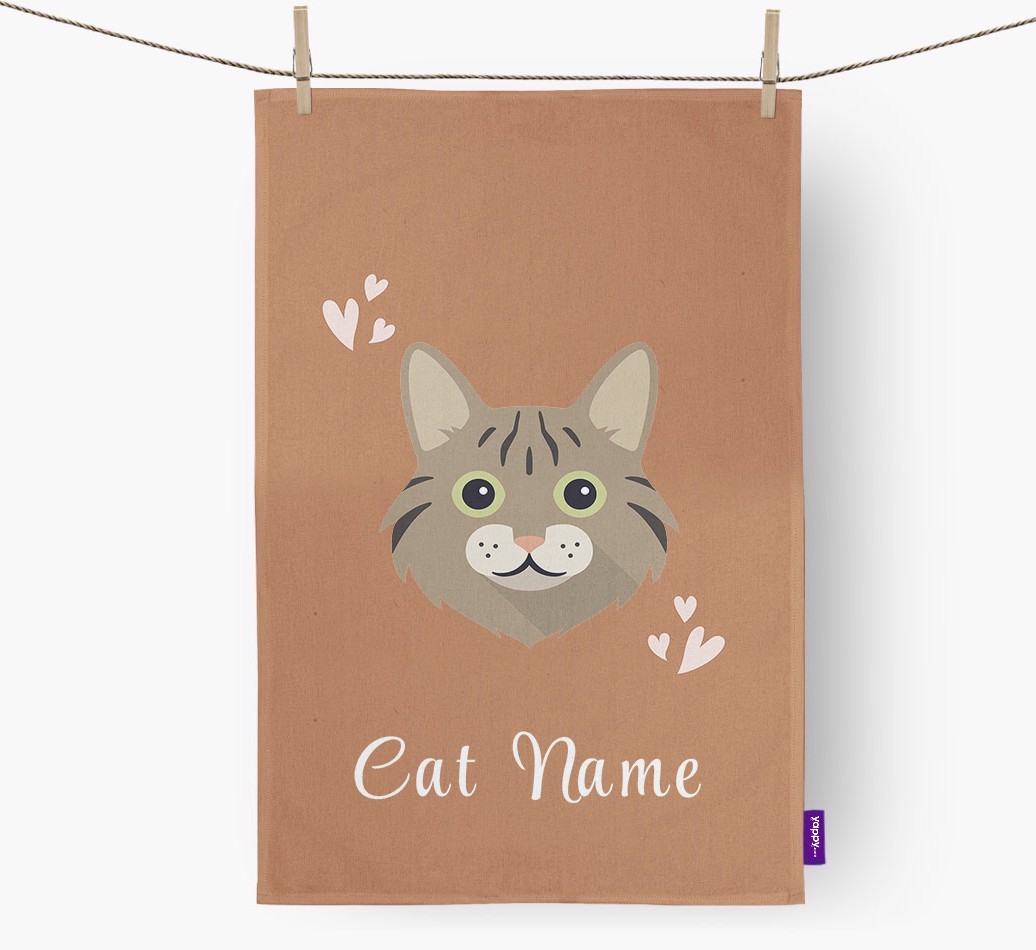 'Hearts' - Personalised {breedCommonName} Tea Towel