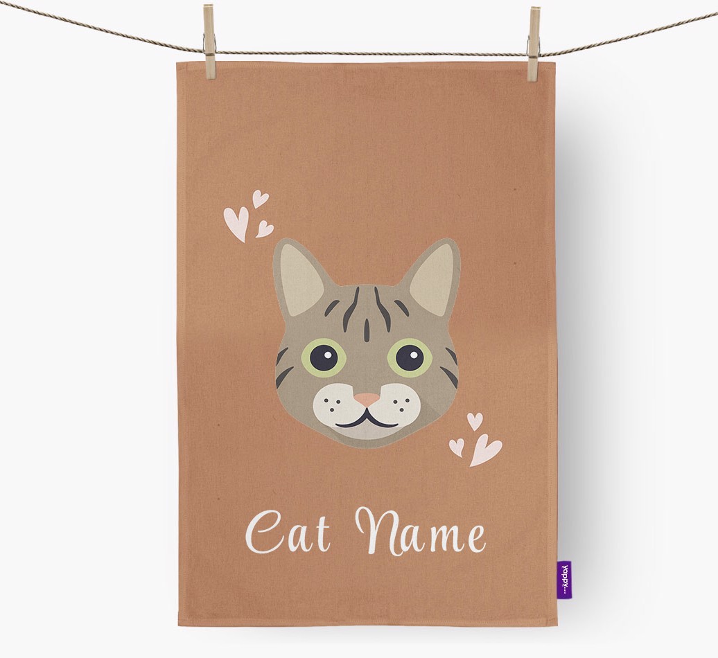 'Hearts' - Personalised {breedCommonName} Tea Towel