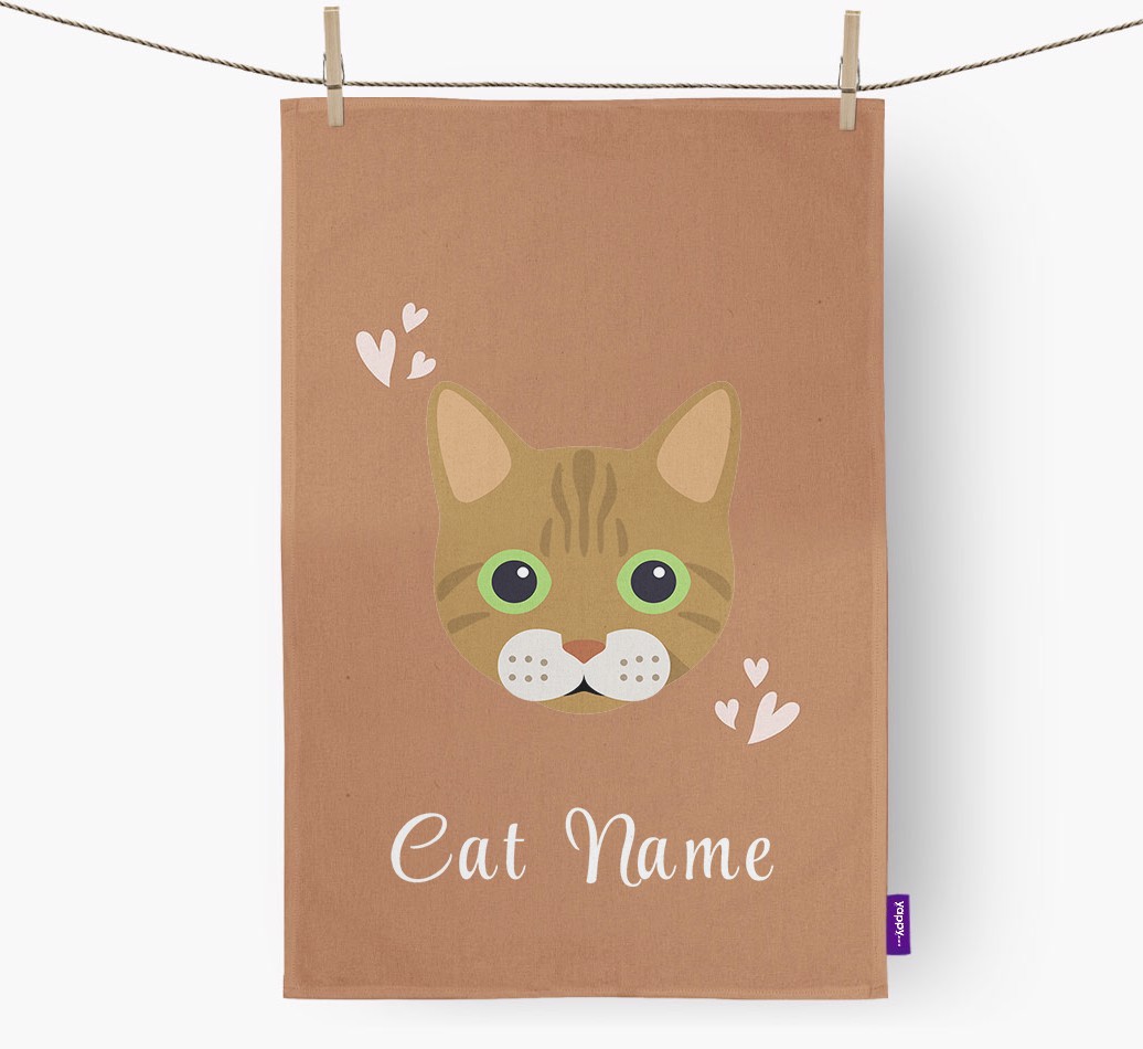 'Hearts' - Personalised {breedCommonName} Tea Towel