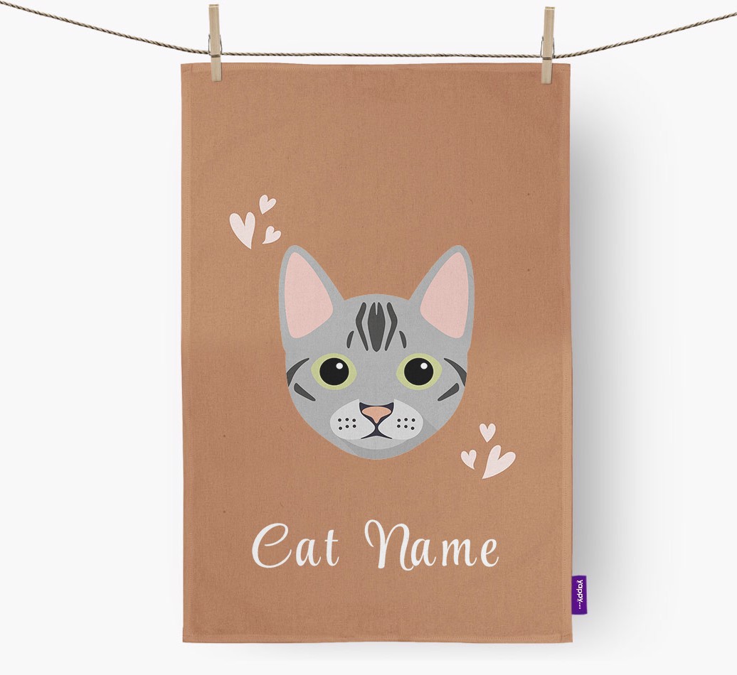 'Hearts' - Personalised {breedCommonName} Tea Towel