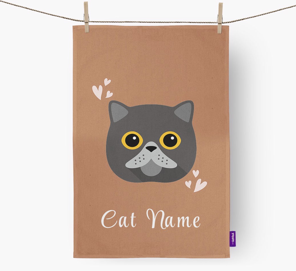 'Hearts' - Personalised {breedCommonName} Tea Towel