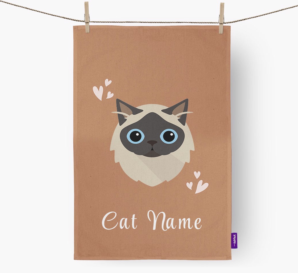 'Hearts' - Personalised {breedCommonName} Tea Towel