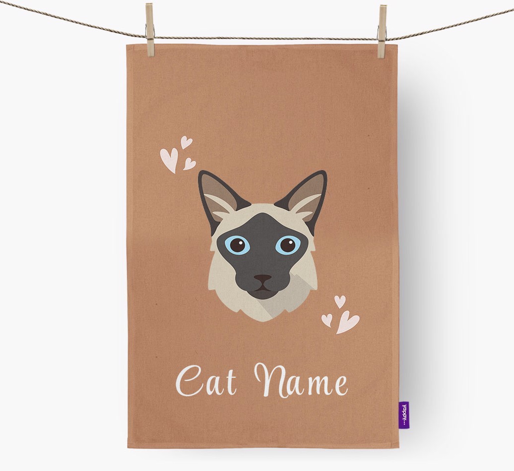 'Hearts' - Personalised {breedCommonName} Tea Towel