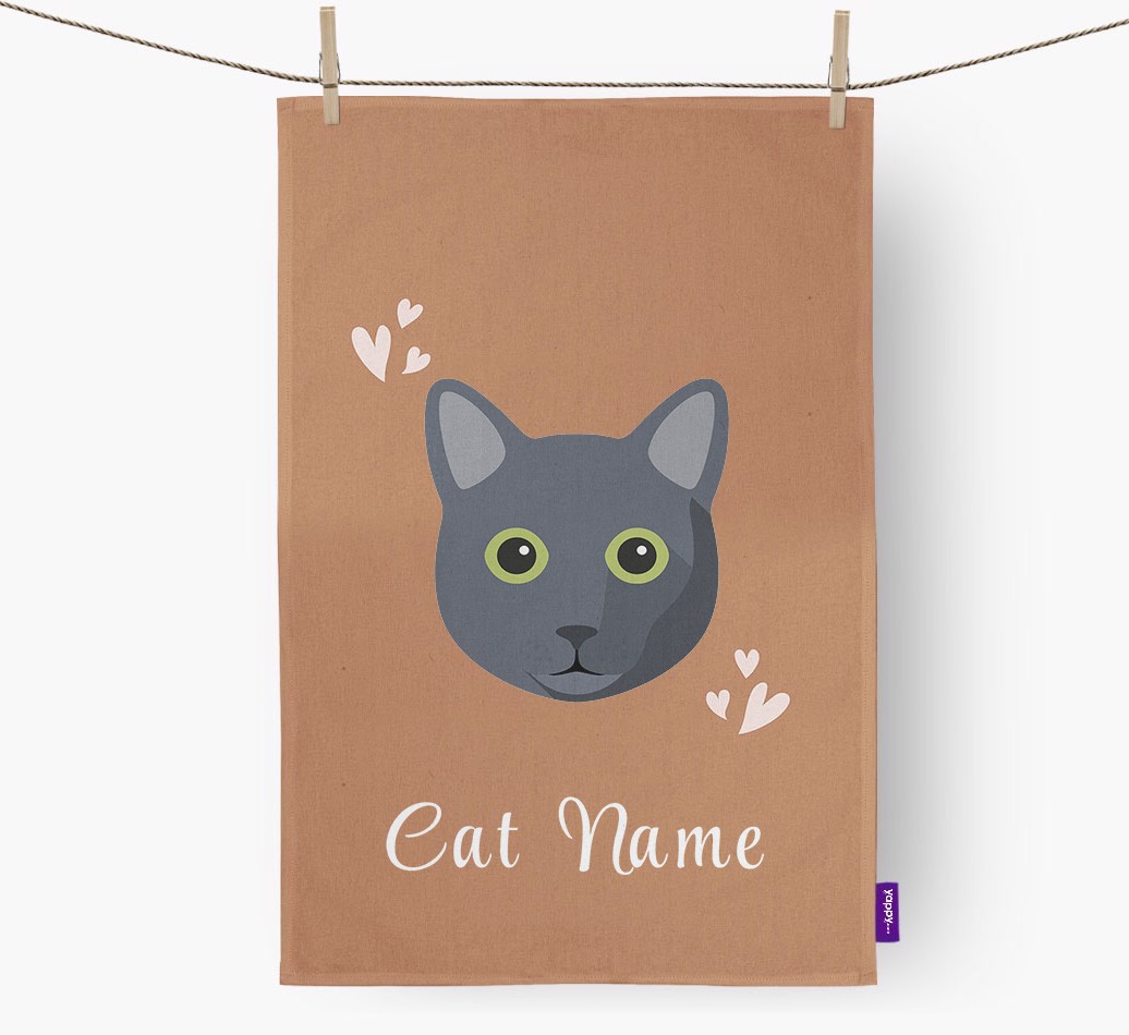'Hearts' - Personalised {breedCommonName} Tea Towel