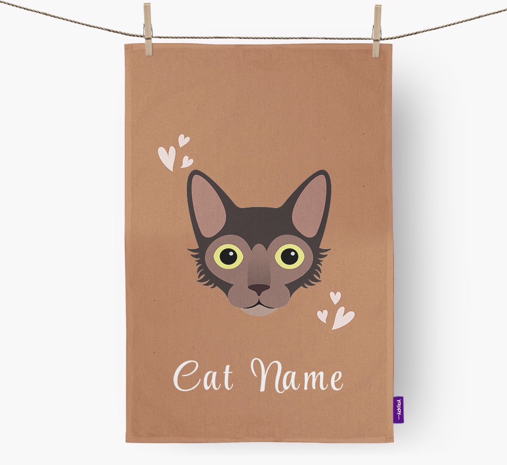 'Hearts' - Personalised {breedCommonName} Tea Towel