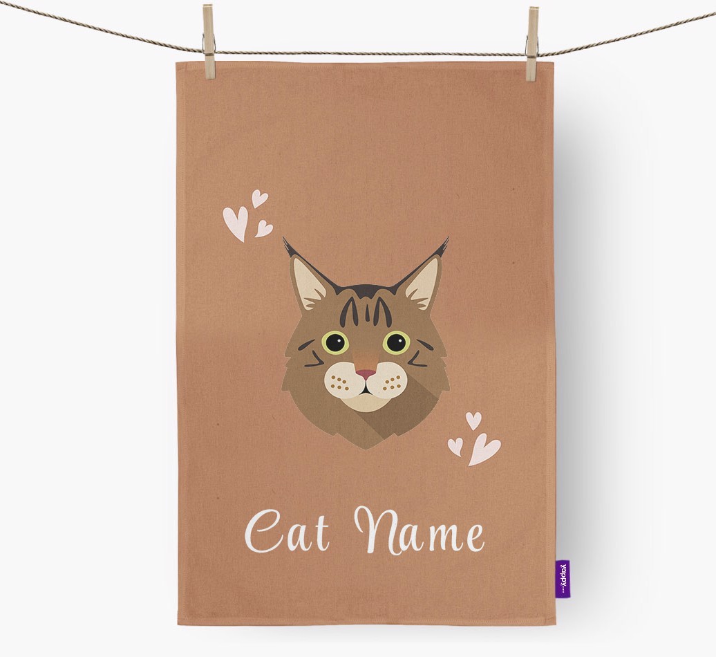 'Hearts' - Personalised {breedCommonName} Tea Towel