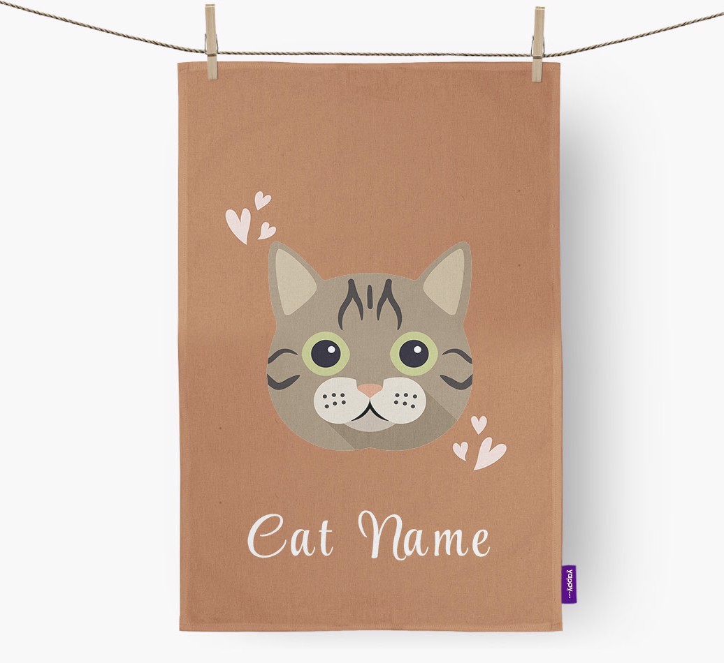 'Hearts' - Personalised {breedCommonName} Tea Towel