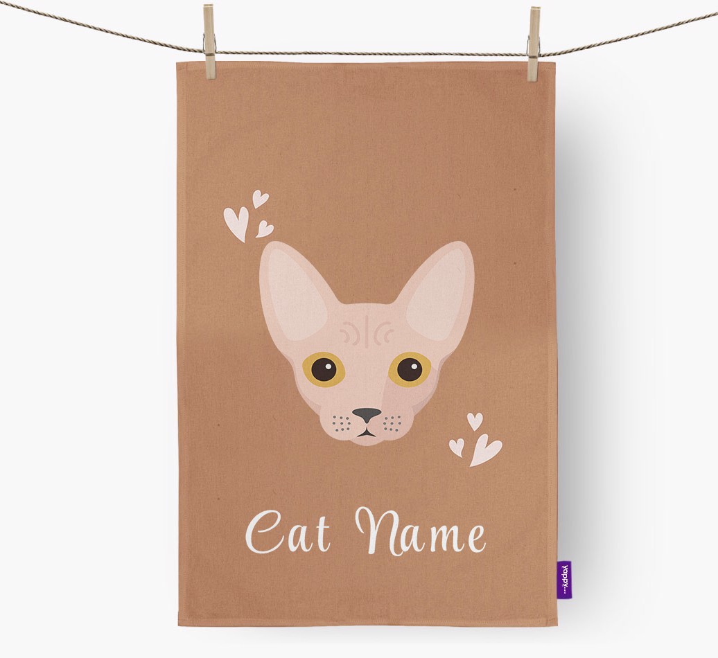 'Hearts' - Personalised {breedCommonName} Tea Towel