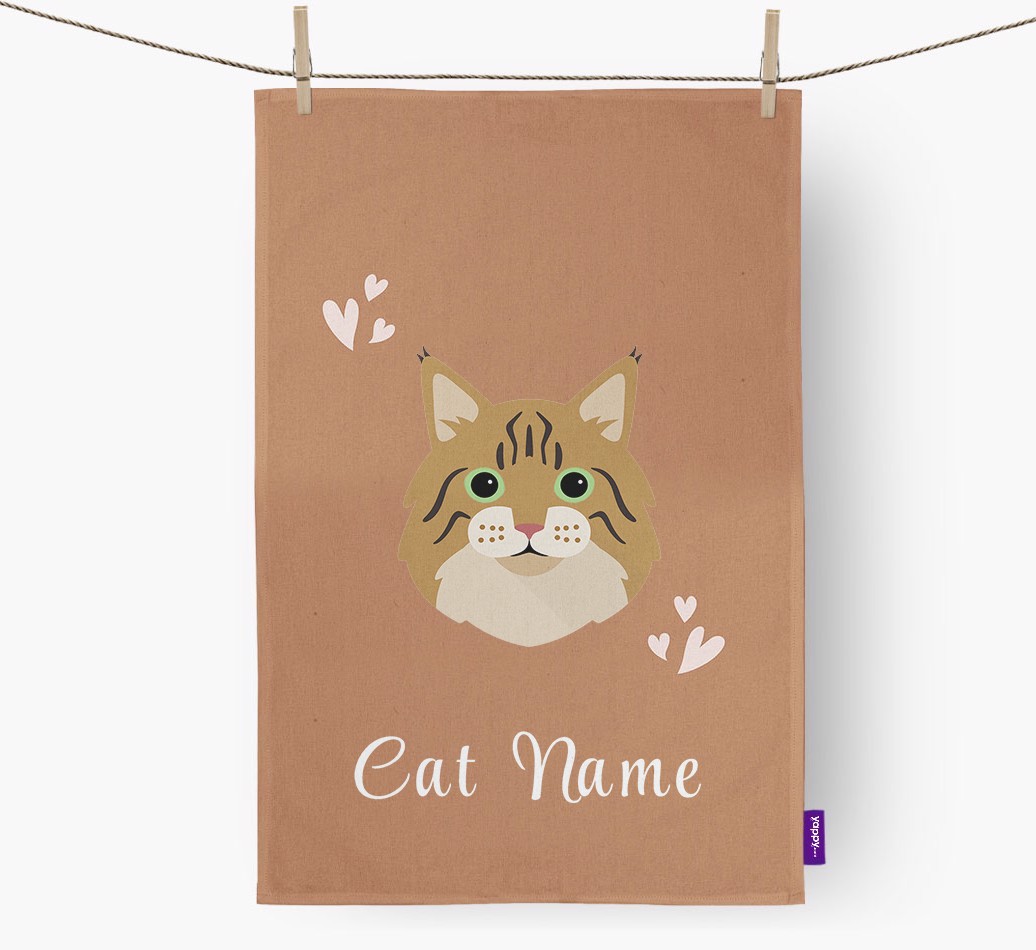 'Hearts' - Personalised {breedCommonName} Tea Towel