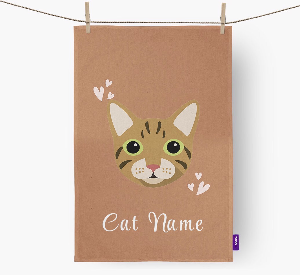 'Hearts' - Personalised {breedCommonName} Tea Towel