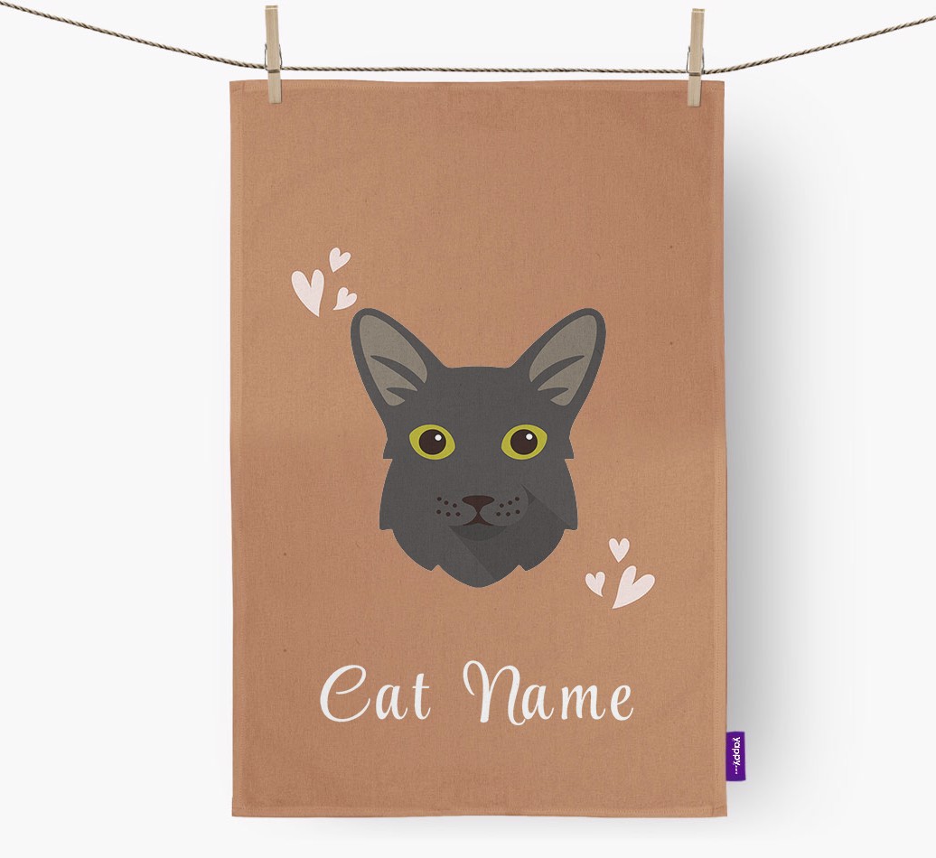'Hearts' - Personalised {breedCommonName} Tea Towel