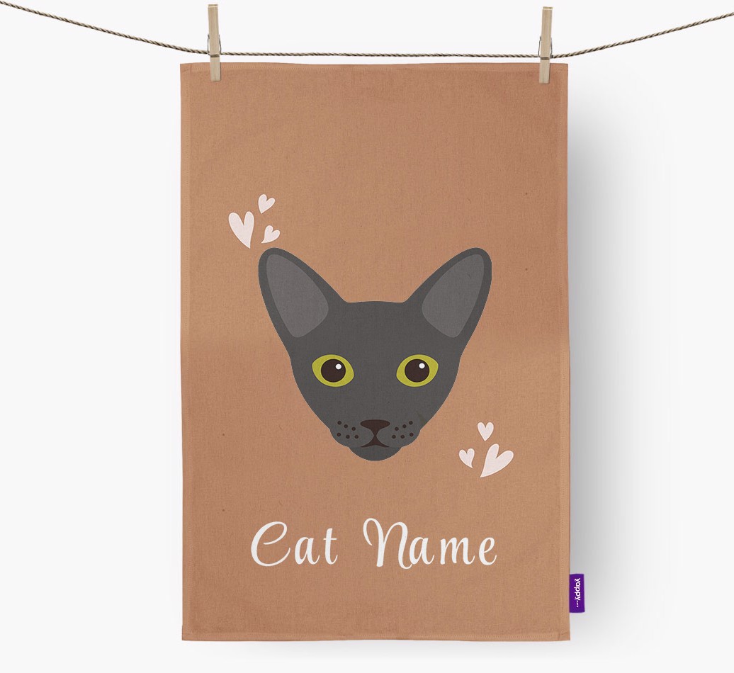 'Hearts' - Personalised {breedCommonName} Tea Towel