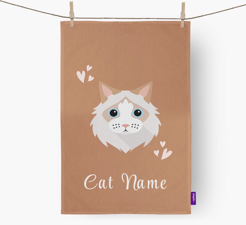 'Hearts' - Personalised {breedCommonName} Tea Towel