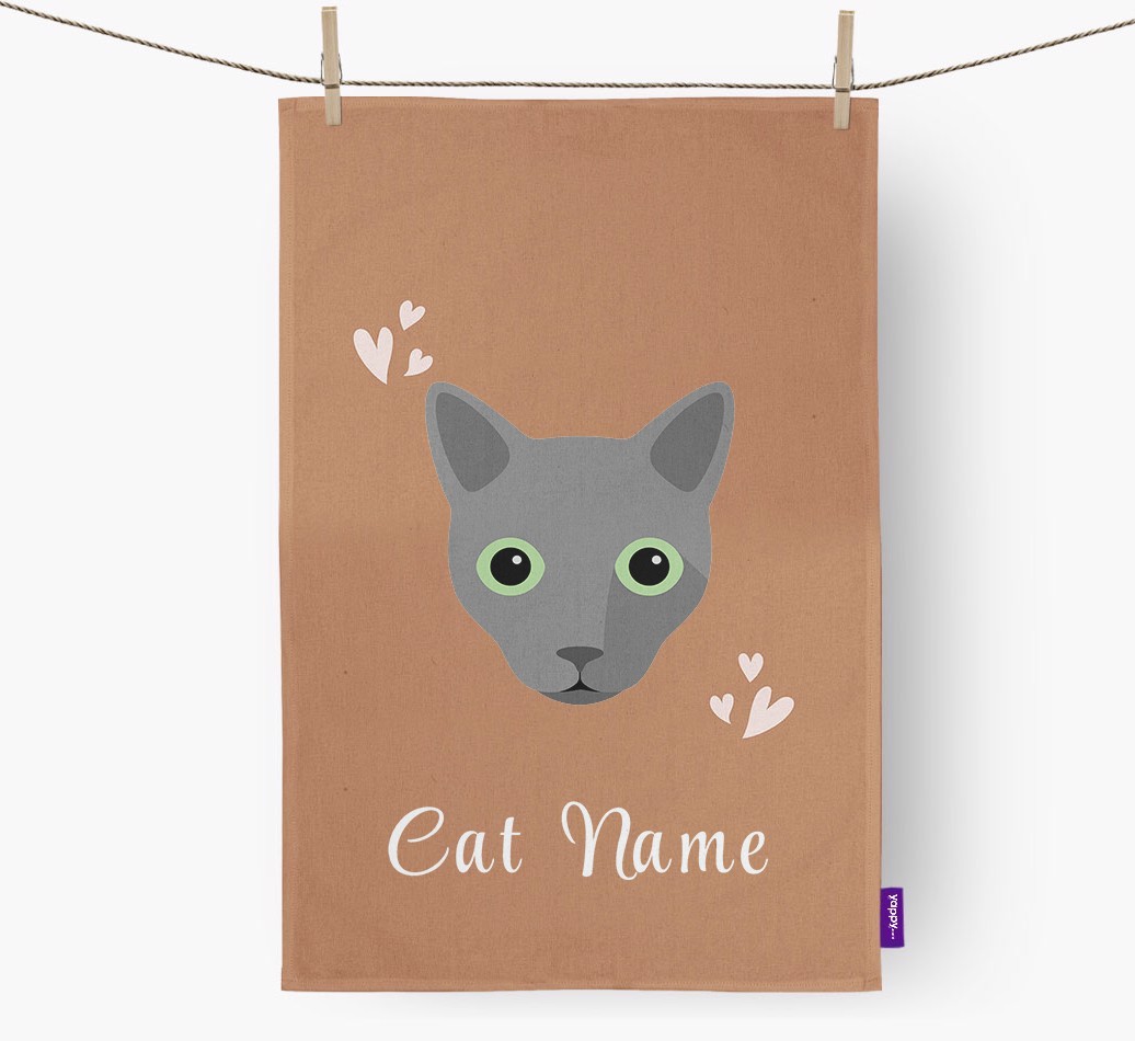 'Hearts' - Personalised {breedCommonName} Tea Towel