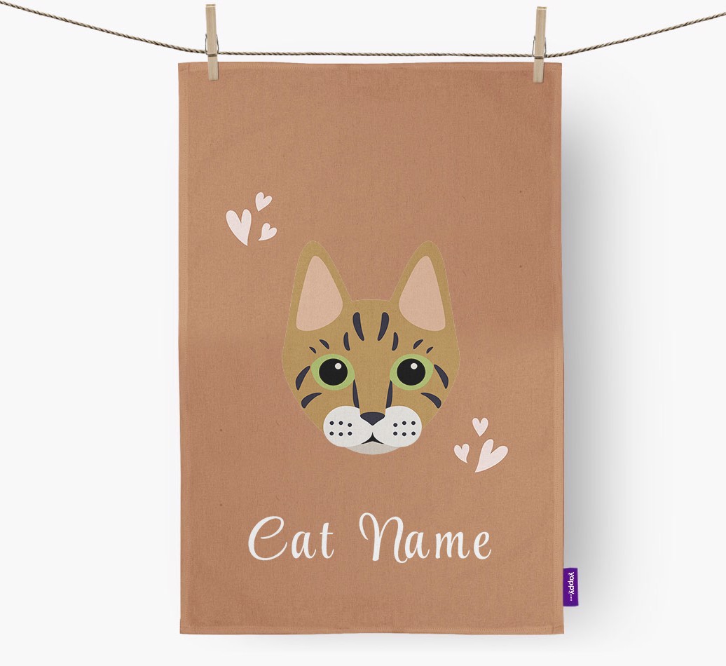 'Hearts' - Personalised {breedCommonName} Tea Towel