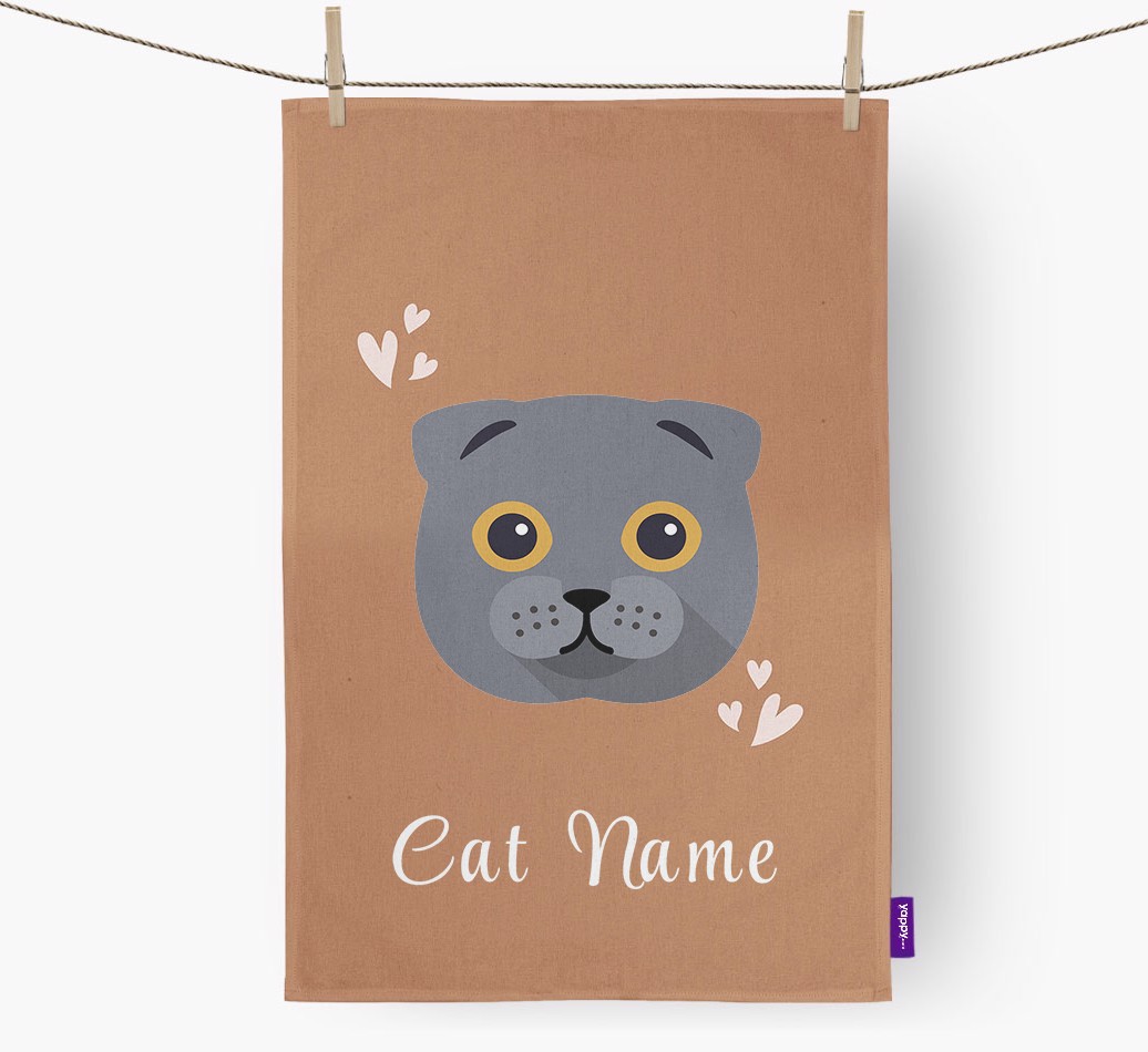'Hearts' - Personalised {breedCommonName} Tea Towel