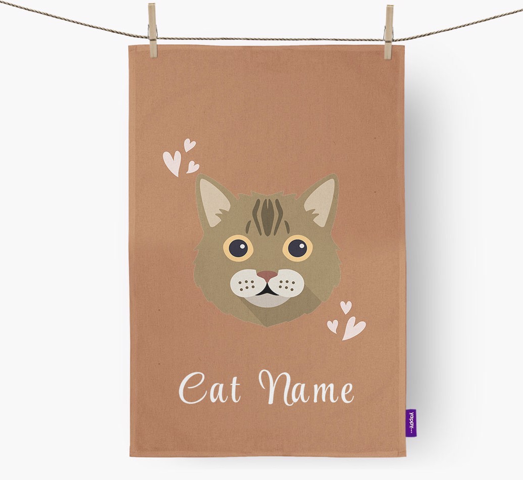 'Hearts' - Personalised {breedCommonName} Tea Towel