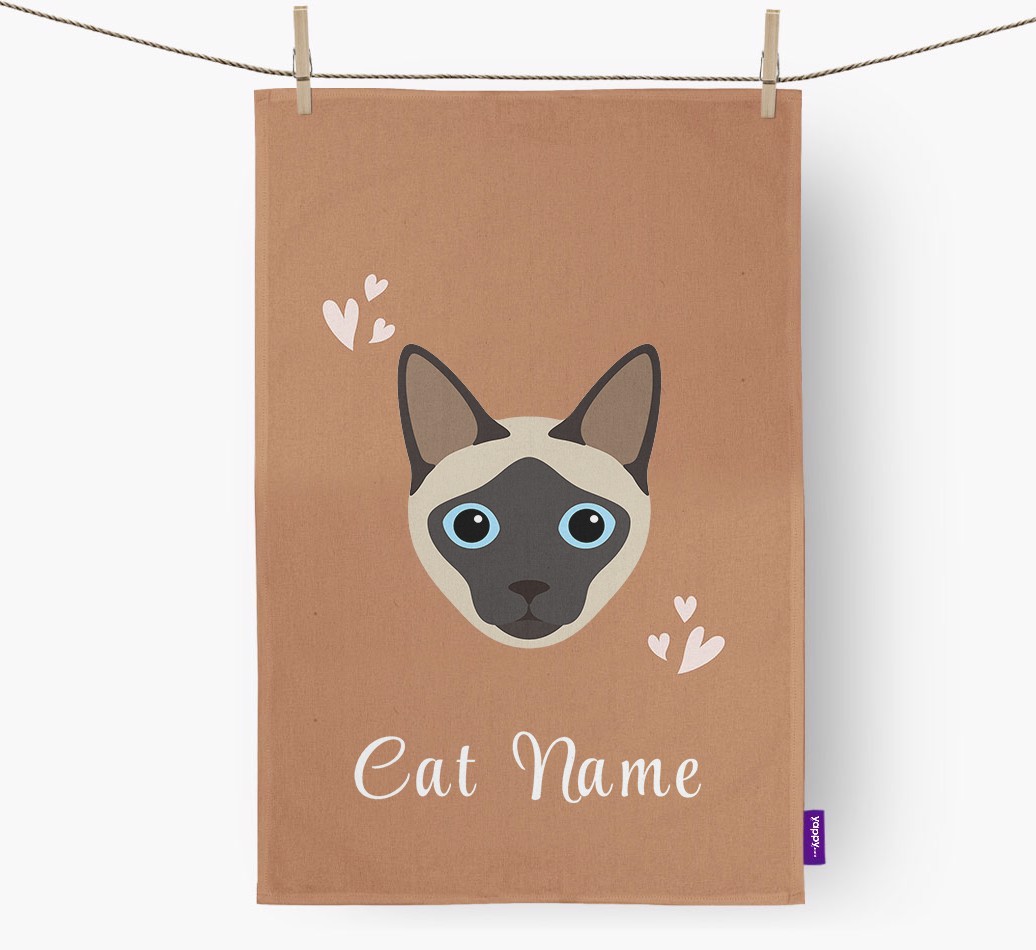 'Hearts' - Personalised {breedCommonName} Tea Towel