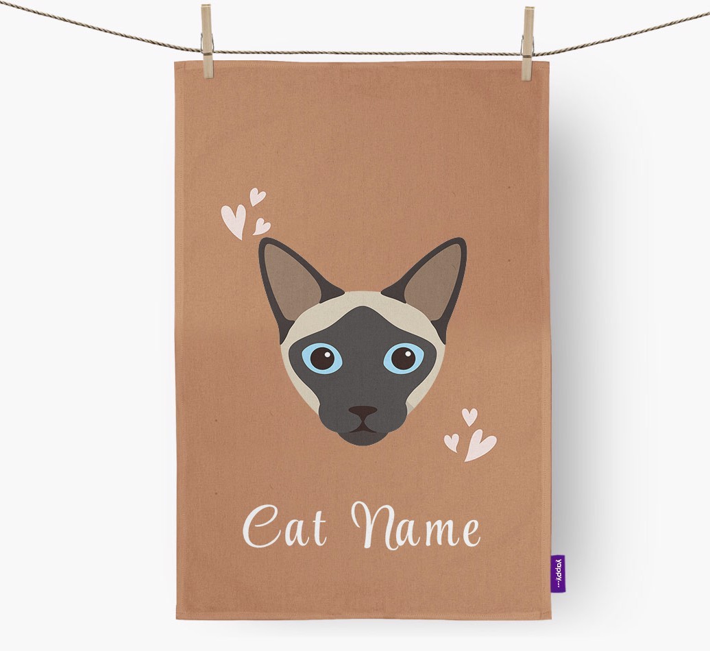 'Hearts' - Personalised {breedCommonName} Tea Towel