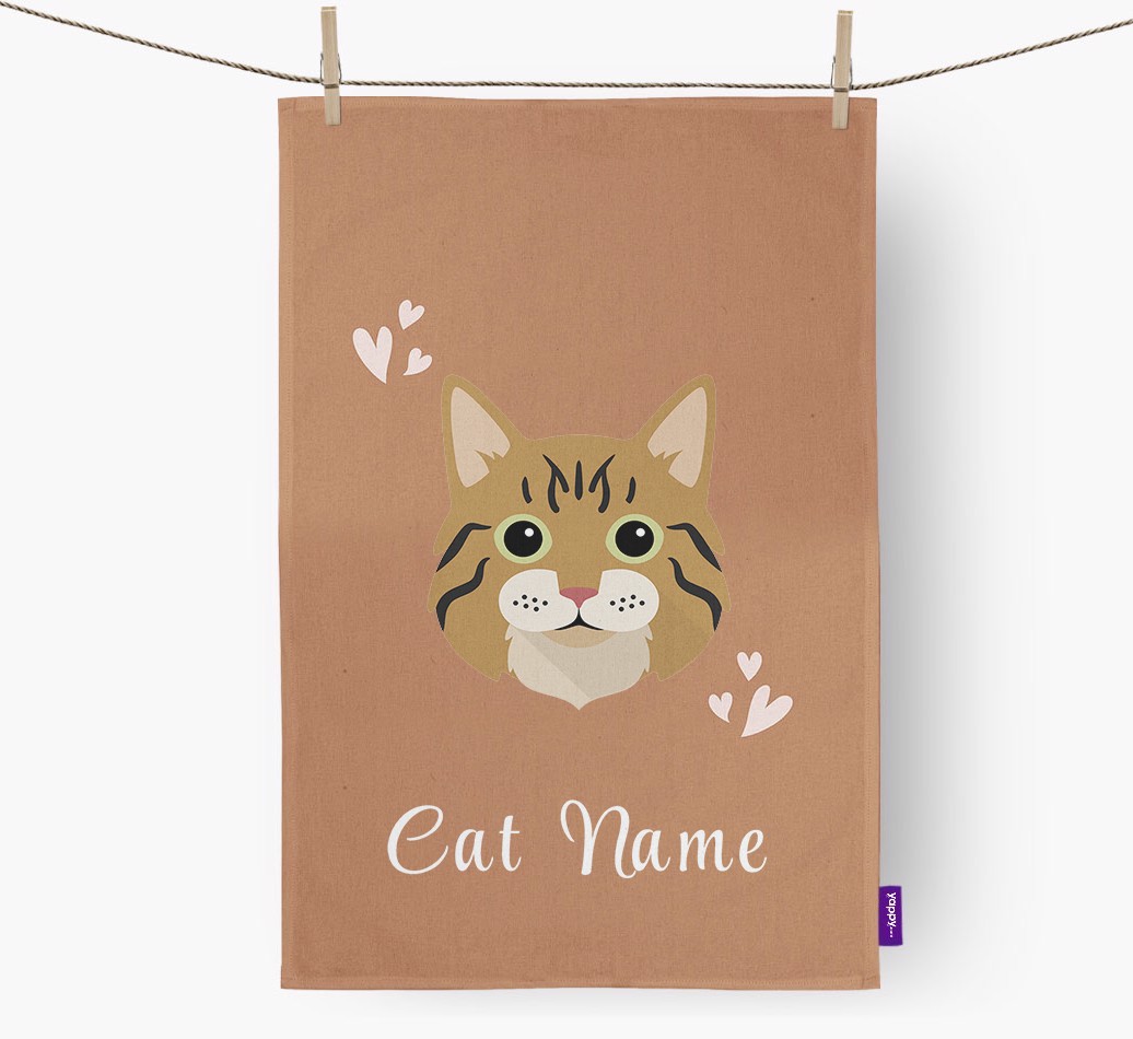 'Hearts' - Personalised {breedCommonName} Tea Towel