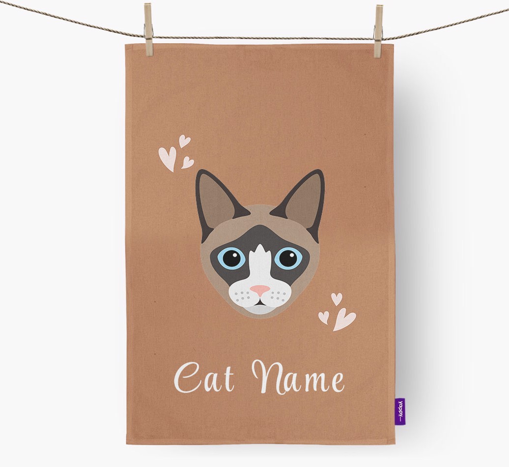 'Hearts' - Personalised {breedCommonName} Tea Towel