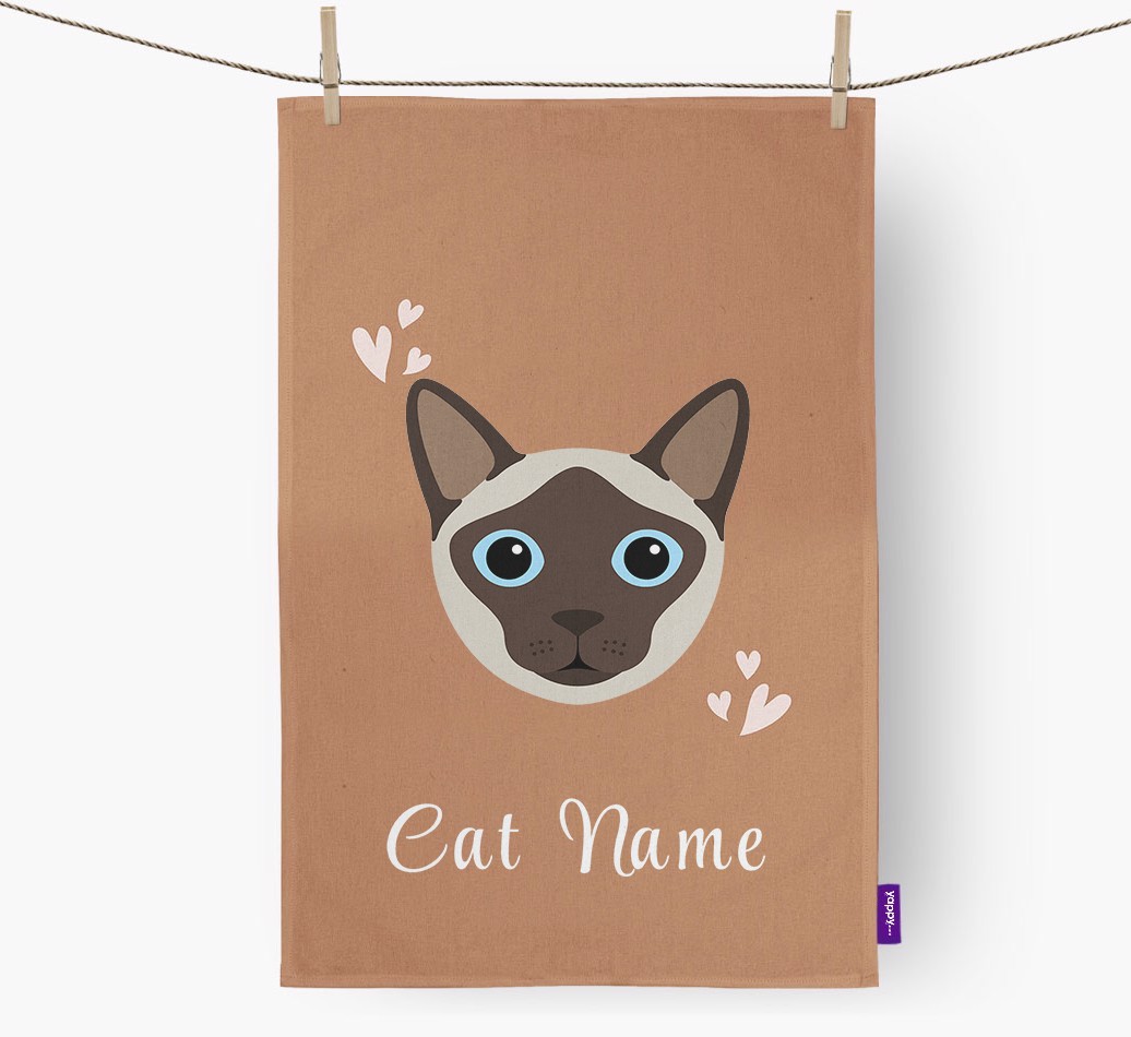 'Hearts' - Personalised {breedCommonName} Tea Towel