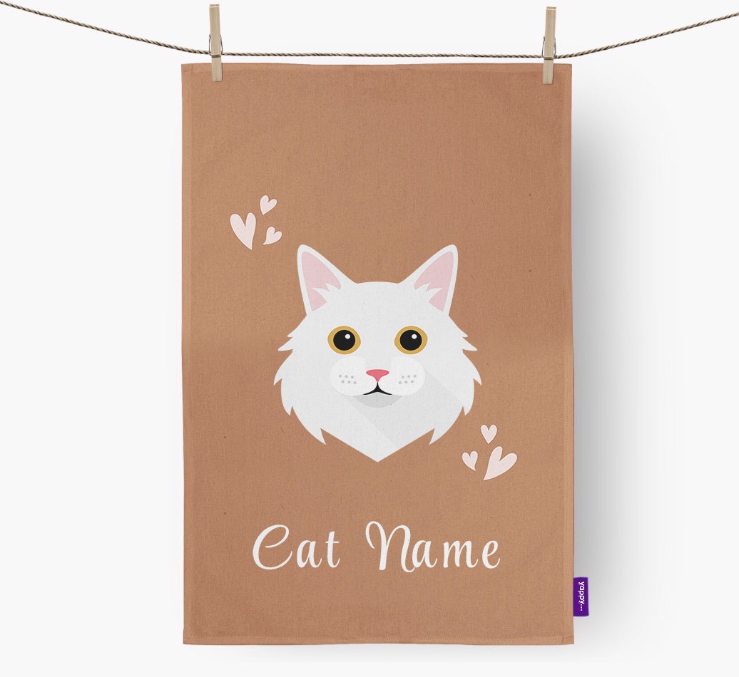 'Hearts' - Personalised {breedCommonName} Tea Towel