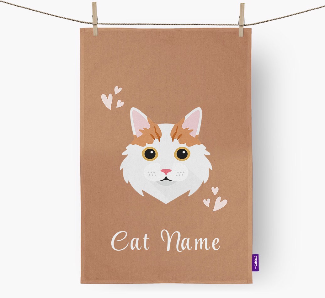 'Hearts' - Personalised {breedCommonName} Tea Towel