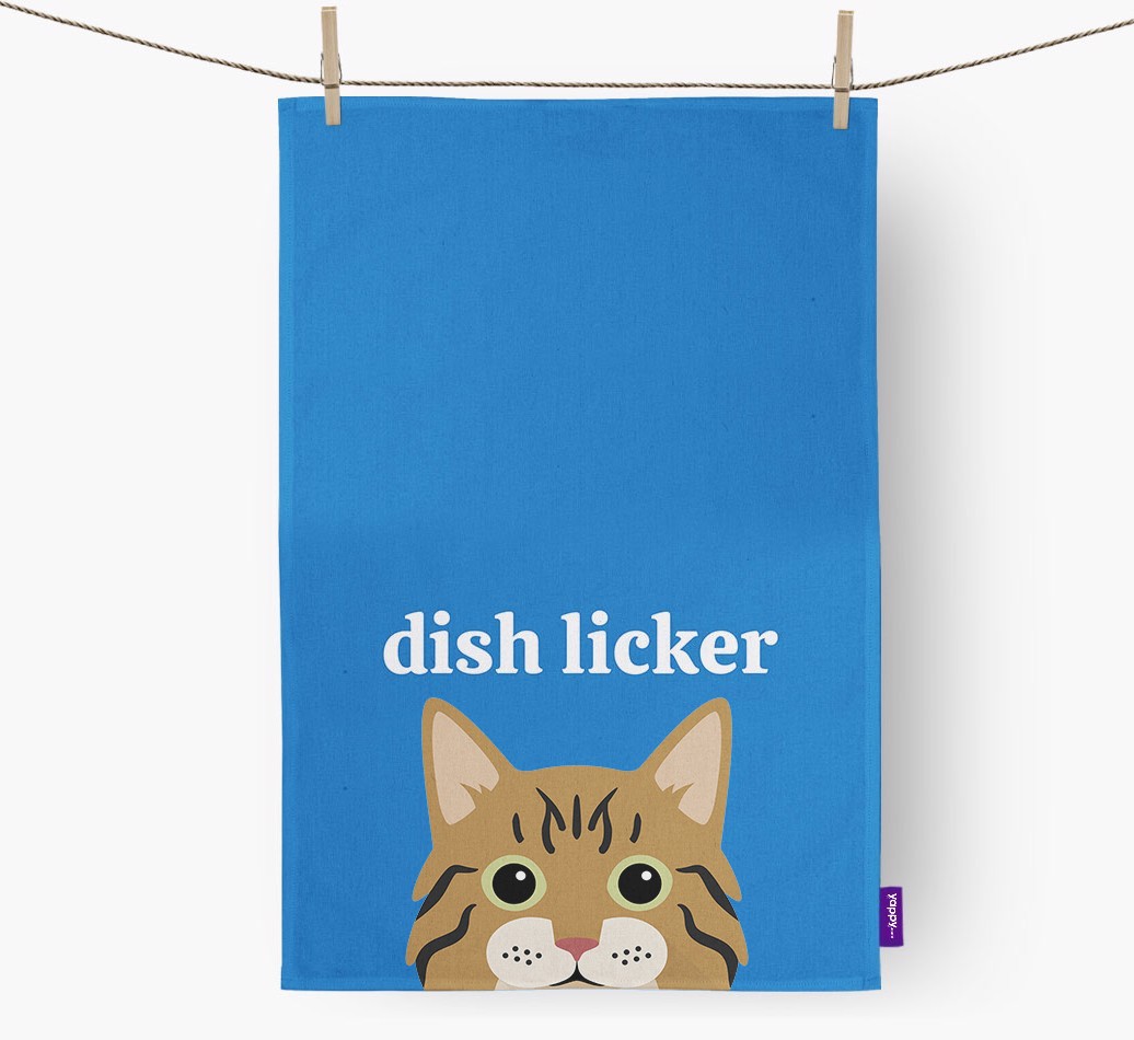 'Dish Licker' - Personalised {breedFullName} Tea Towel