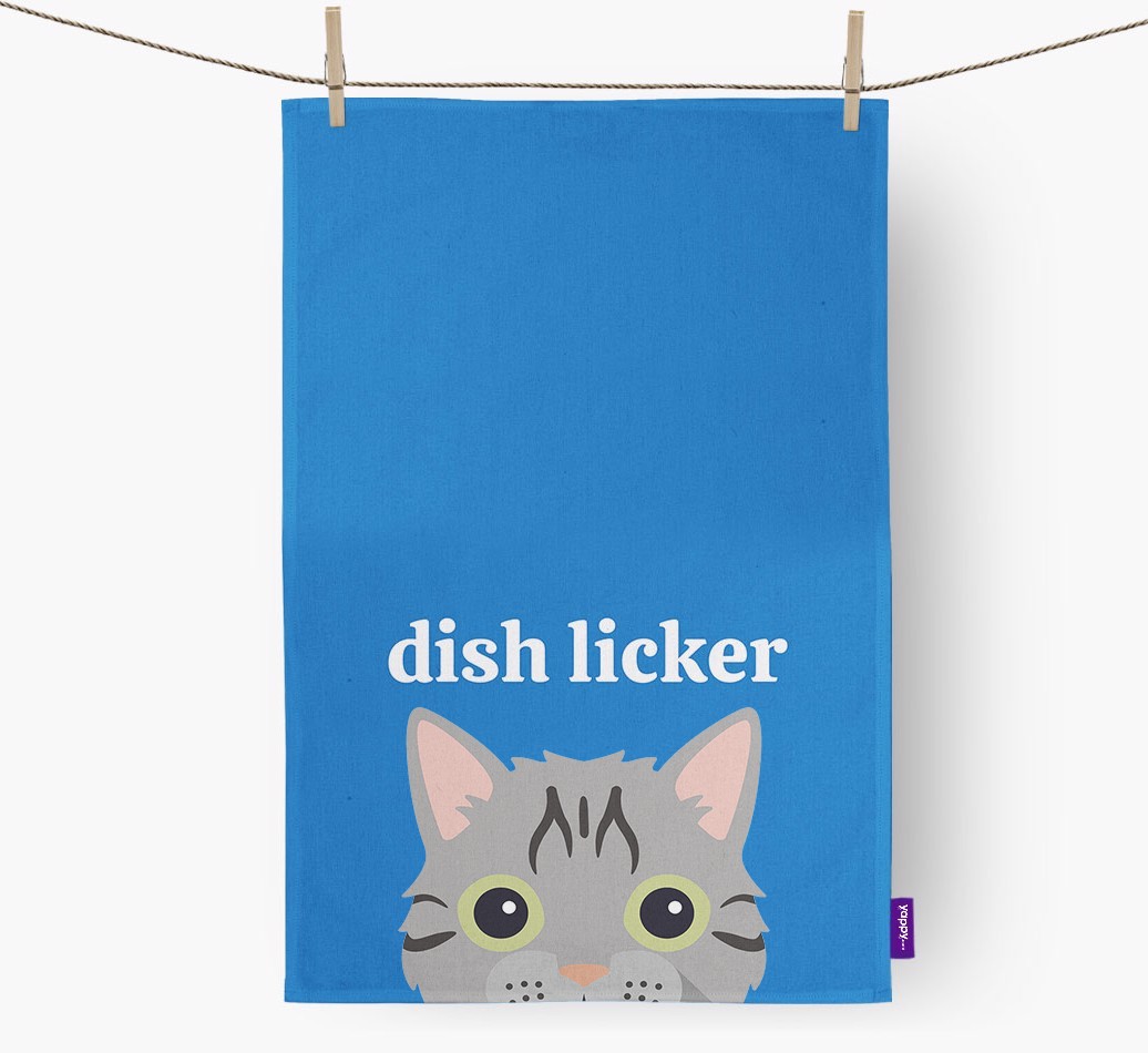 'Dish Licker' - Personalised {breedFullName} Tea Towel