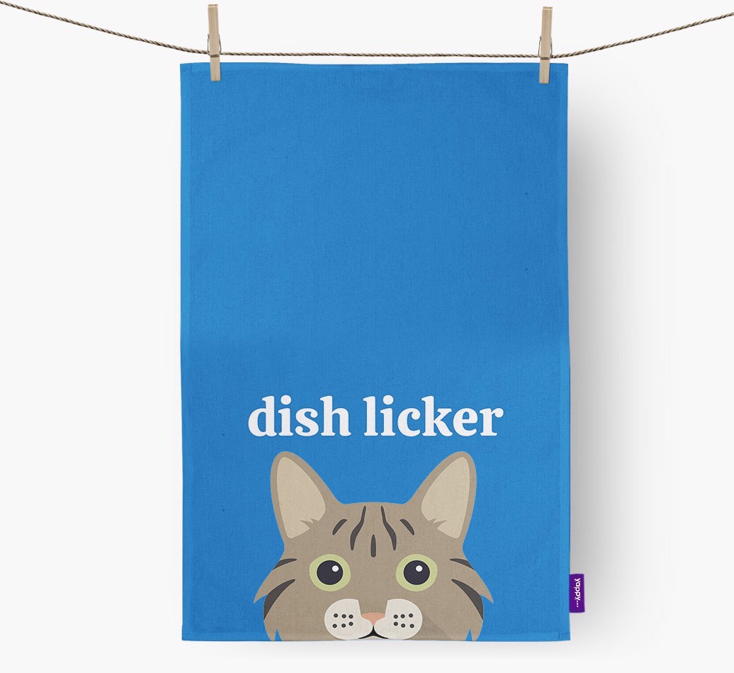 'Dish Licker' - Personalised {breedFullName} Tea Towel